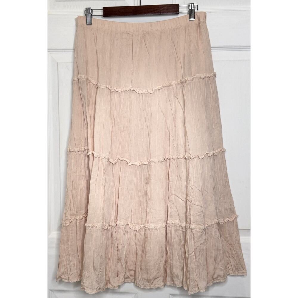 Wilfred Aritzia Tiered Skirt Sz Large Peach Orange Prairie Boho Cottagecore